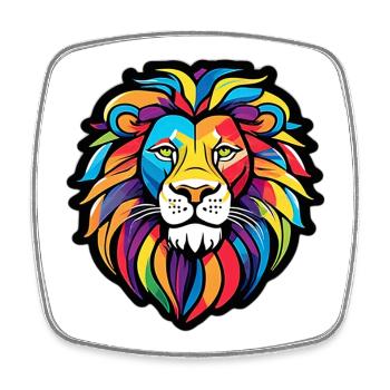 Lion éclatant arc-en-ciel - Magnet carré - blanc - Devant