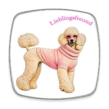 Lieblingsfreund Königspudel im rosa Pullover - Viereckiger Kühlschrankmagnet - Weiß - Vorne