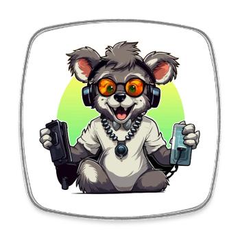 Gamer Koala mit Headset - Viereckiger Kühlschrankmagnet - Weiß - Vorne