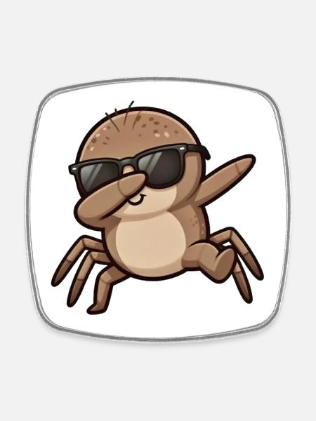 Dabbing Spider - Square fridge magnet - white
