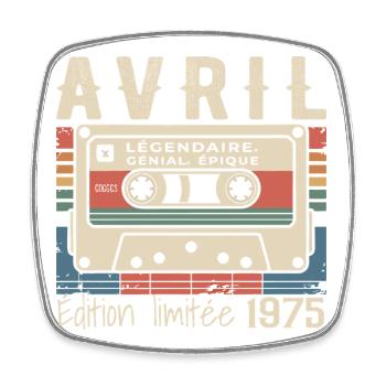 avril 1975 April 1975  - Magnet carré - blanc - Devant