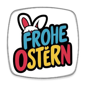 Frohe Ostern Hase - Viereckiger Kühlschrankmagnet - Weiß - Vorne