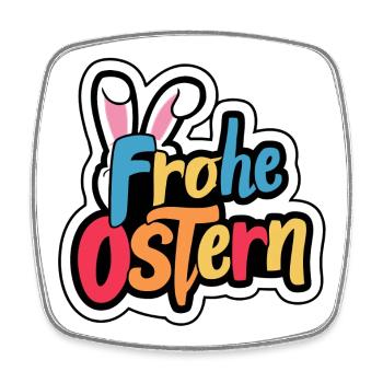 Frohe Ostern Hase - Viereckiger Kühlschrankmagnet - Weiß - Vorne