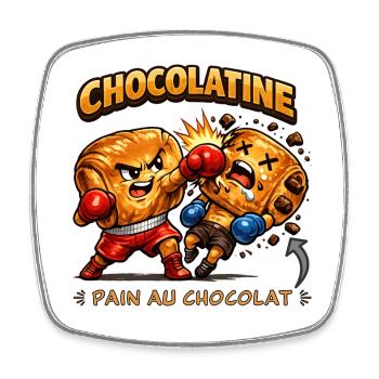 Chocolatine boxe - Magnet carré - blanc - Devant