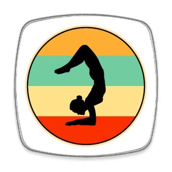 Retro Gymnast Silhouette Sunset Graphic - Square fridge magnet - white - Front