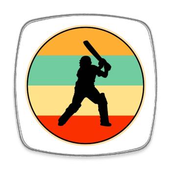 Cricket Player Retro Vintage Sunset Silhouette - Square fridge magnet - white - Front