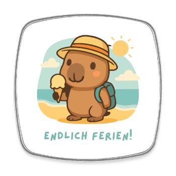 Endlich Ferien! Lustiges Geschenk Schulferien - Viereckiger Kühlschrankmagnet - Weiß - Vorne