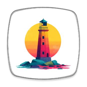 Leuchtturm - Viereckiger Kühlschrankmagnet - Weiß - Vorne