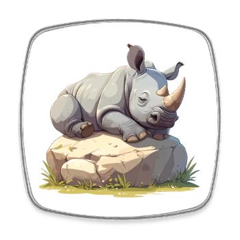Sleeping rhinoceros - Square fridge magnet - white - Front