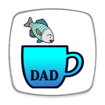 Fishing Dad Kaffee - Viereckiger Kühlschrankmagnet - Weiß - Vorne