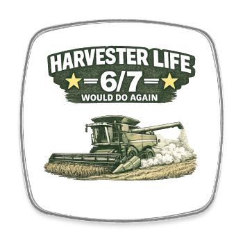Harvester Life 6/7 "Combine" - Square fridge magnet - white - Front