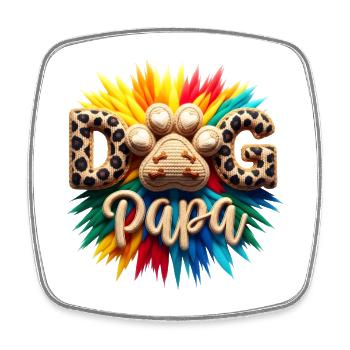 Papa de chien – Cœur de patte de papa de chien – Cadeau - Magnet carré - blanc - Devant