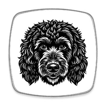 Tête de chien Goldendoodle - Magnet carré - blanc - Devant