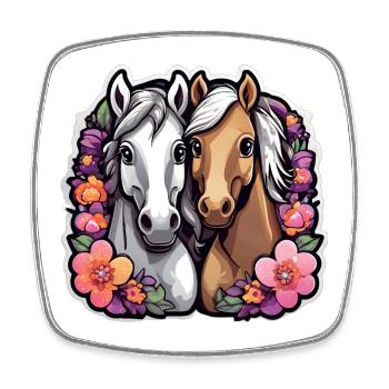 Floral Cavalry Duo - Square fridge magnet - white - Front