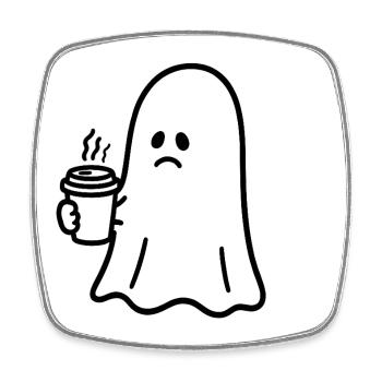 Ghost Coffee Halloween Trick or Treat - Square fridge magnet - white - Front