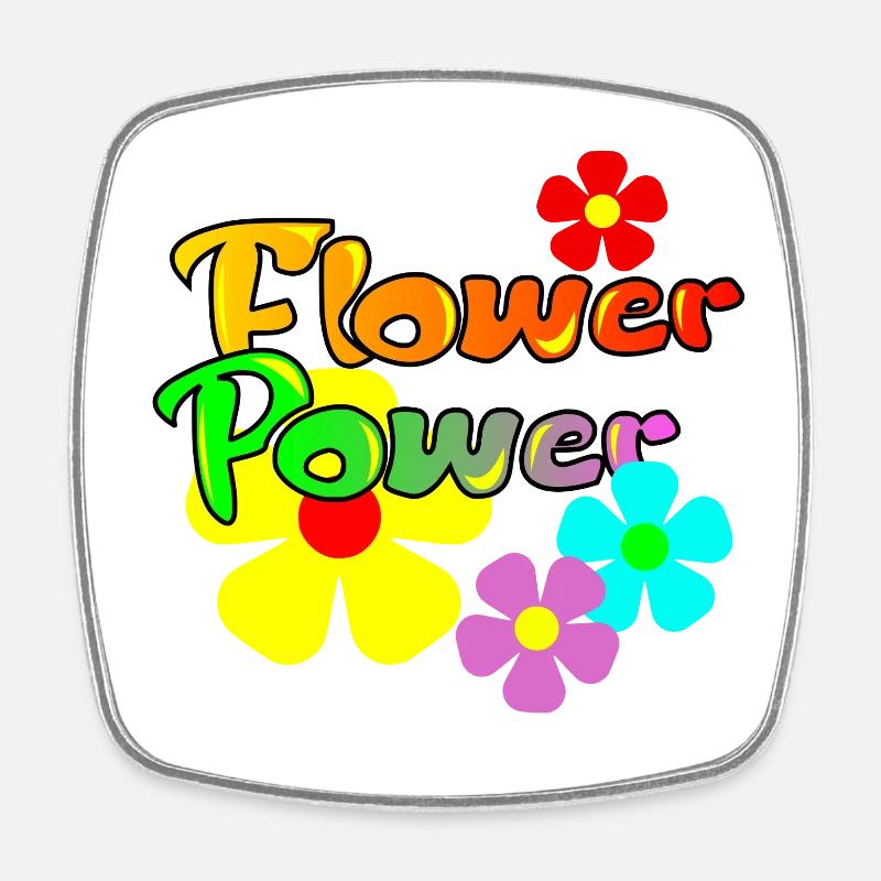 flower power - Square fridge magnet - white