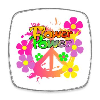 Flower Power Frieden Peacezeichen - Viereckiger Kühlschrankmagnet - Weiß - Vorne