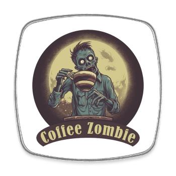 Kaffeemonster  - Koffein Zombie - Morgenmuffel - Viereckiger Kühlschrankmagnet - Weiß - Vorne