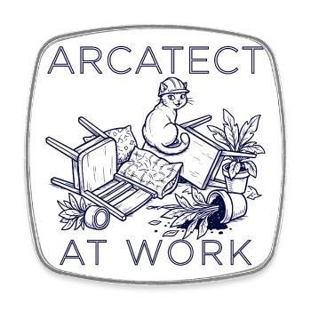 Worker's cat at work - Square fridge magnet - white - Front