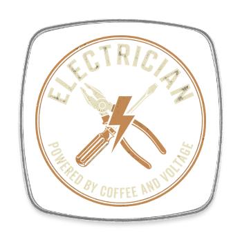 Electrician Coffee Voltage - Square fridge magnet - white - Front