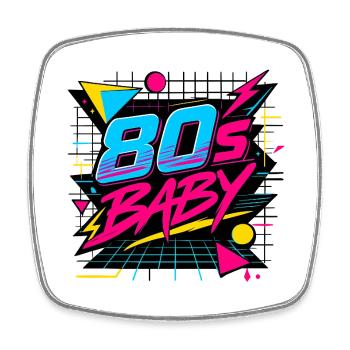 80s Baby Neon Retro - Viereckiger Kühlschrankmagnet - Weiß - Vorne