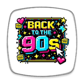 Back to the 90s pixel neon - Square fridge magnet - white - Front