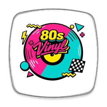 80s Vinyl Neon Revival - Viereckiger Kühlschrankmagnet - Weiß - Vorne