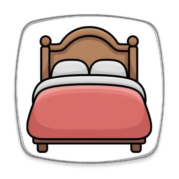 Bett - Comic-Bett - Viereckiger Kühlschrankmagnet - Weiß - Vorne