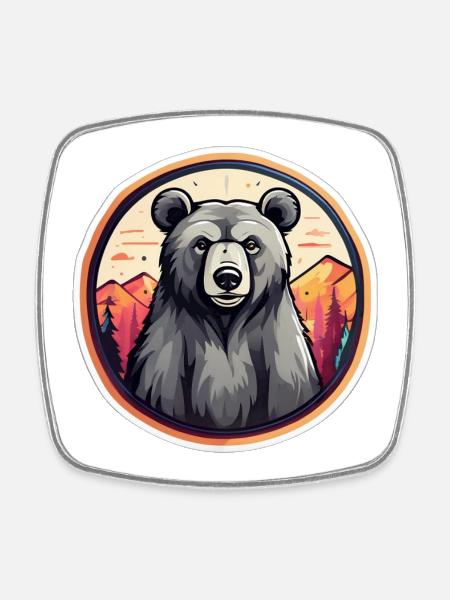 Dawn Mountain Bear - Square fridge magnet - white