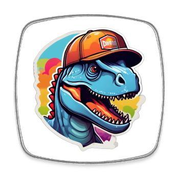 Dinosaur Rainbow Cap - Square fridge magnet - white - Front