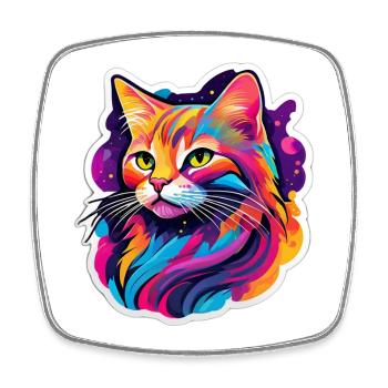 Rainbow Bright Cat - Square fridge magnet - white - Front