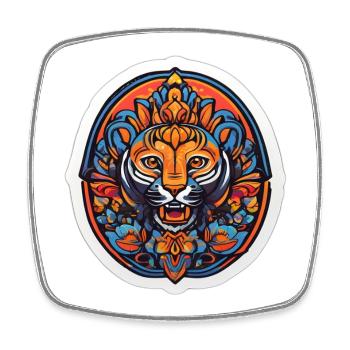 Tiger Colorful Mandala - Square fridge magnet - white - Front