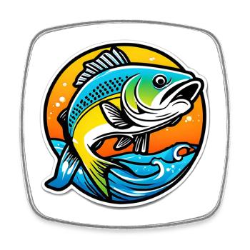 Bright rainbow bass - Square fridge magnet - white - Front