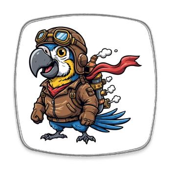 Parrot Aviator Steampunk Flugabenteuer - Viereckiger Kühlschrankmagnet - Weiß - Vorne