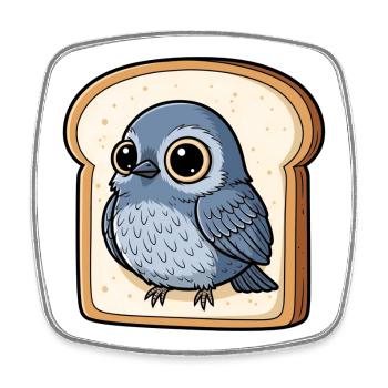 'Taube im Brot' urkomische Vogelillustration lustig - Viereckiger Kühlschrankmagnet - Weiß - Vorne