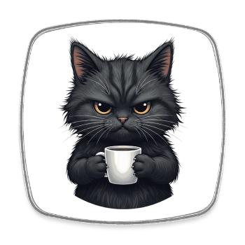 Schwarze Katzen-Geschenke - Viereckiger Kühlschrankmagnet - Weiß - Vorne