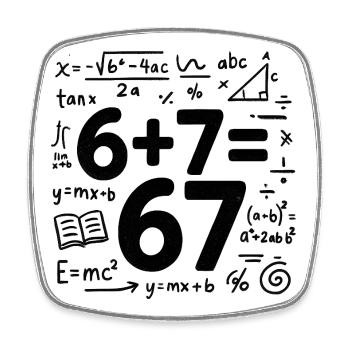Six Seven 67 Meme 6+7=67 Italian Brainrot Humor - Square fridge magnet - white - Front