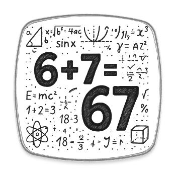 Six Seven 67 Meme 6+7=67 Italian Brainrot Humor - Square fridge magnet - white - Front