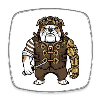 Steampunk Wächterhund Königlicher Mechanischer Arm - Viereckiger Kühlschrankmagnet - Weiß - Vorne