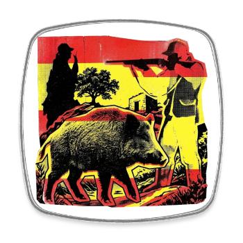 Hunter Spain Flag Spanish Boar - Square fridge magnet - white - Front