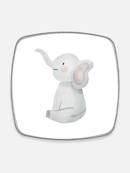 Süßer kleiner Elefant. - Viereckiger Kühlschrankmagnet - Weiß