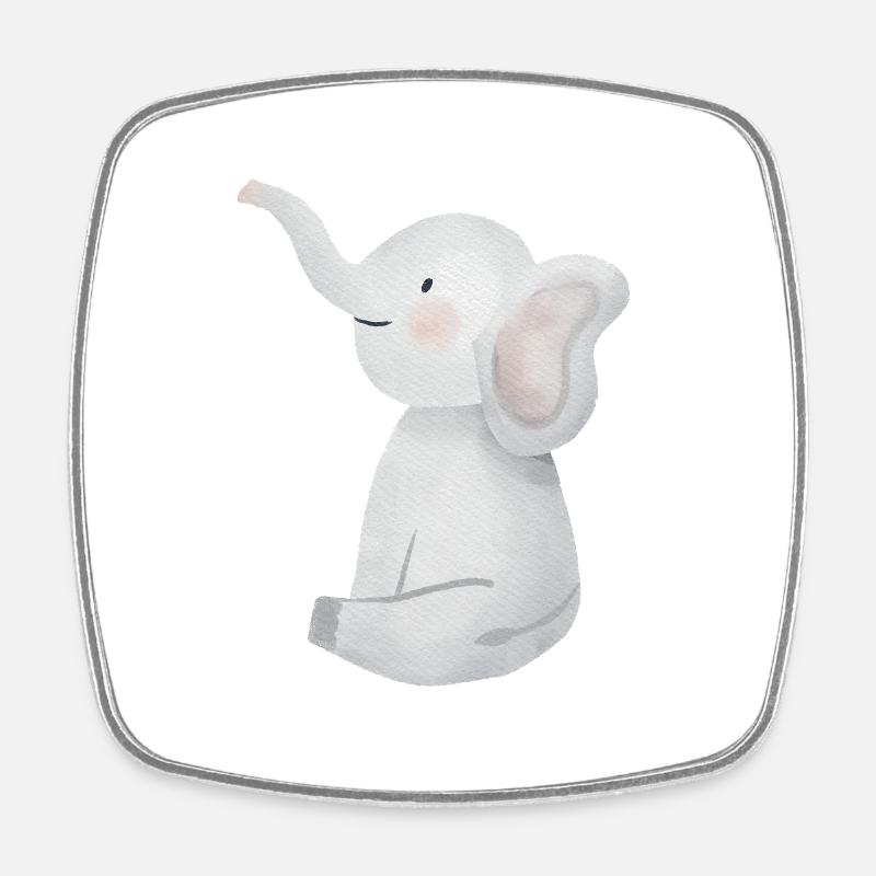 Süßer kleiner Elefant. - Viereckiger Kühlschrankmagnet - Weiß