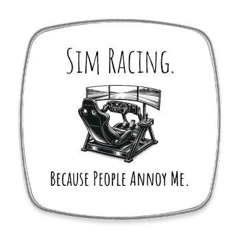 Lustiges Sim-Racing-Geschenk – Real Simulator E-Sports - Viereckiger Kühlschrankmagnet - Weiß - Vorne