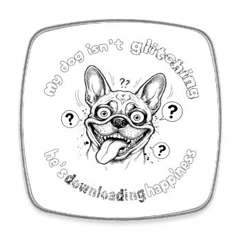 Drôle de Frenchie : Bouledogue minimaliste français mignon Lin - Magnet carré - blanc - Devant