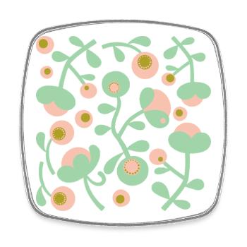 Pivoines abstraites L Blush rose vert citron - Magnet carré - blanc - Devant
