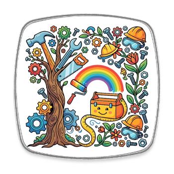 Colorful Workshop Renovate Wonderland Kids Motif - Square fridge magnet - white - Front