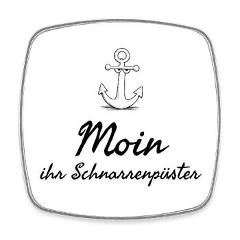 Moin plattdeutsches Schimpfwort mit Anker - Viereckiger Kühlschrankmagnet - Weiß - Vorne
