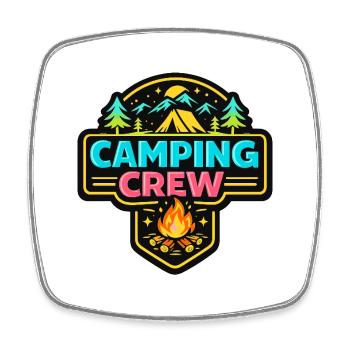 Badge de l’équipe de camping Néon - Magnet carré - blanc - Devant