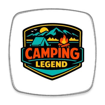 Bouclier de Légende du Camping - Magnet carré - blanc - Devant