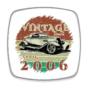 20th Birthday - Classic - Vintage since 04/2006 - Square fridge magnet - white - Front